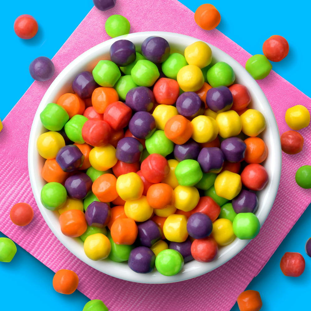 Cherry flavor close-up, colorful candies ready for a quick mood lift.