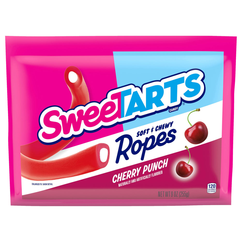 SweeTARTS Ropes Cherry Punch brand badge visible to reinforce familiar cherry-tart flavor.