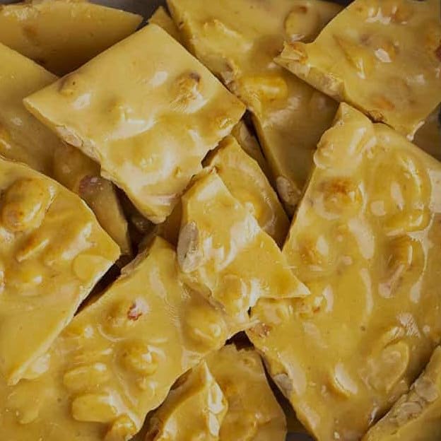 SweetGlob Old Fashioned Brittle served on a plate for sharing.
