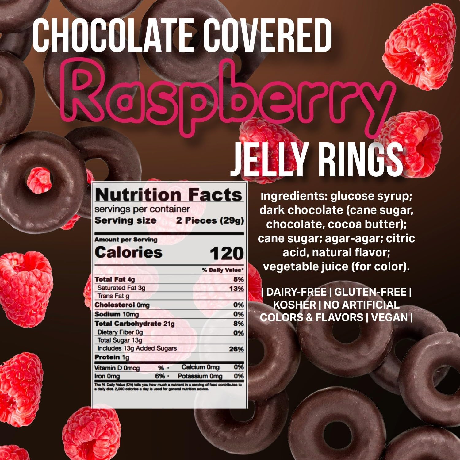 Close-up of SweetGourmet 1907 dark chocolate coating on jelly rings.