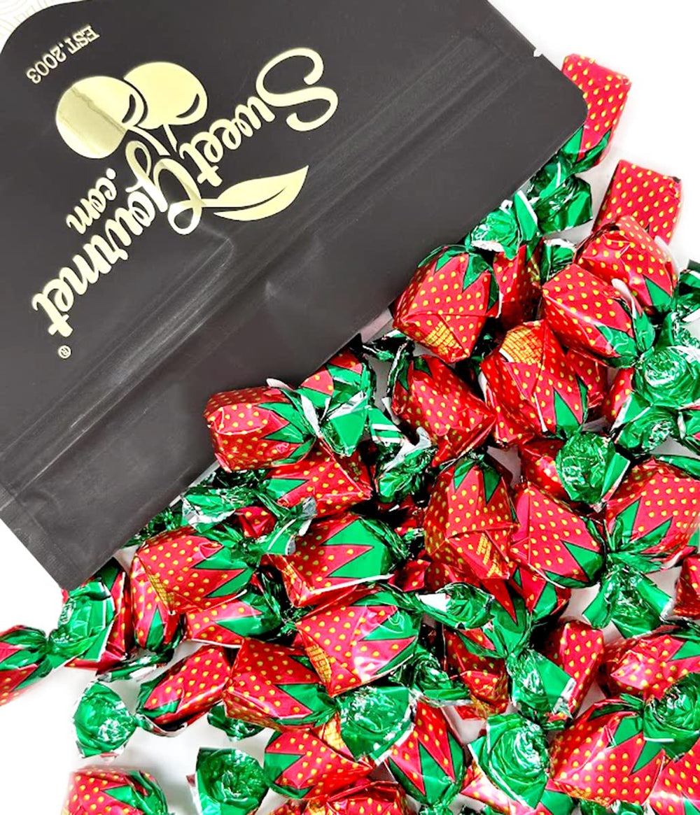 SweetGourmet Arcor strawberry bon bons in a full bag; ideal for sharing.