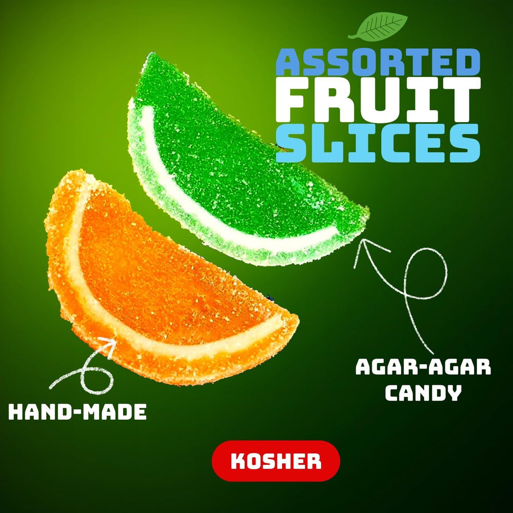 SweetGourmet Assorted Fruit Slices vegan and allergen-free label on package