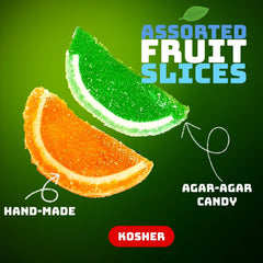 SweetGourmet Assorted Fruit Slices vegan and allergen-free label on package