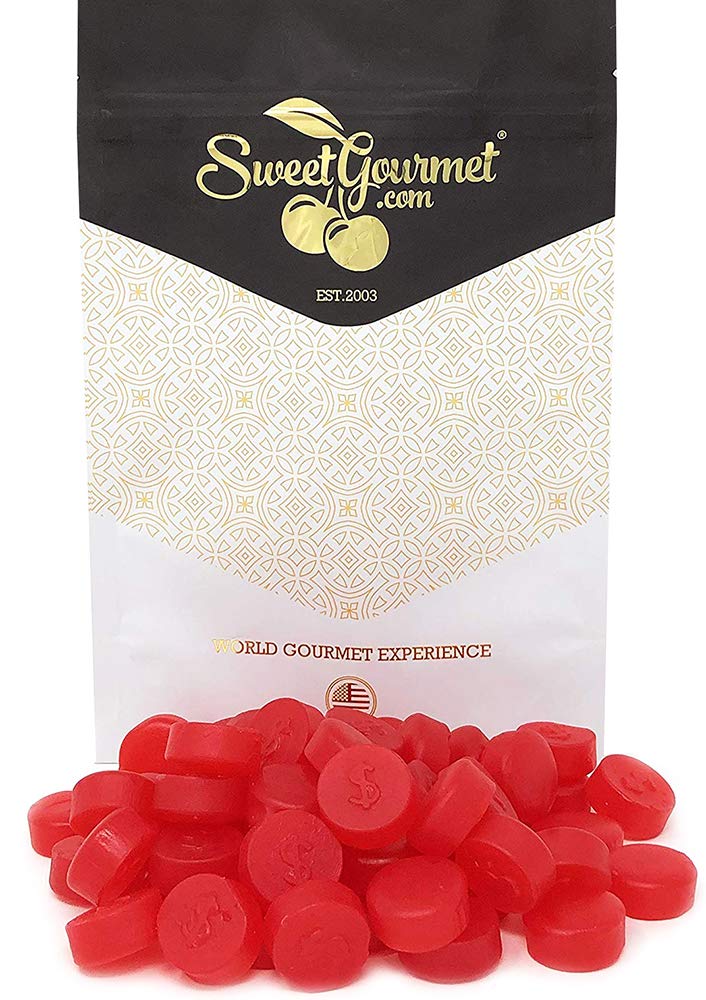 SweetGourmet Cherry JuJu Coins Made in USA badge visible on packaging.