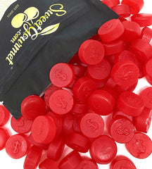 SweetGourmet Cherry JuJu Coins texture highlights a soft, chewy bite.