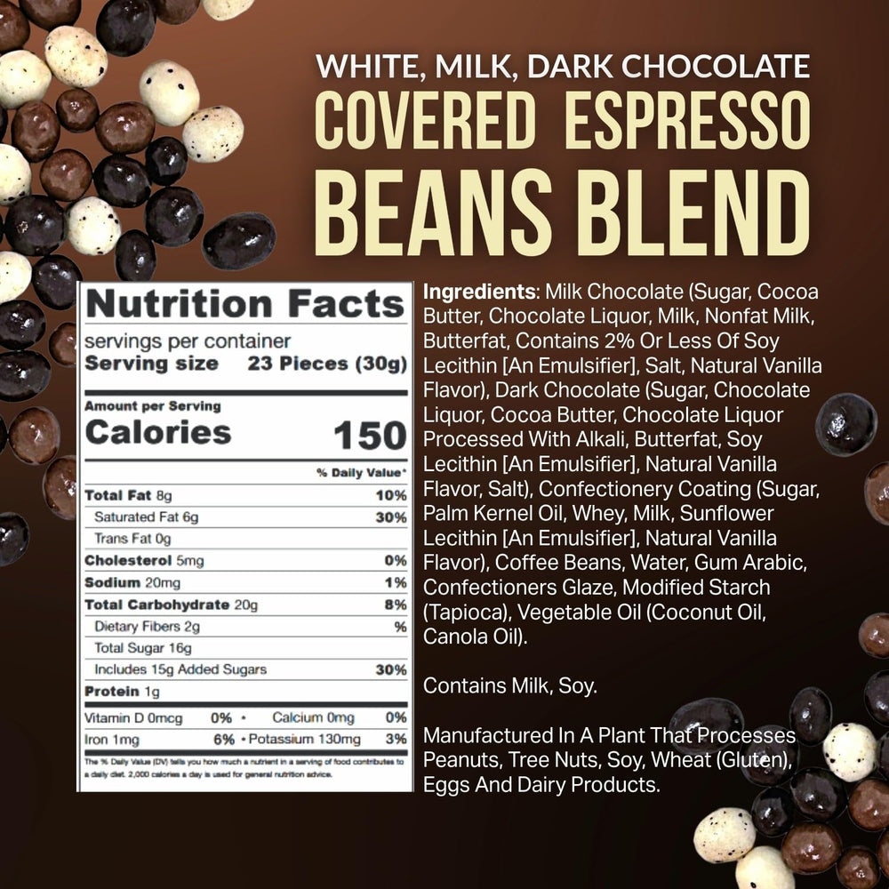SweetGourmet espresso beans coated in milk chocolate delivering a smooth, creamy texture.