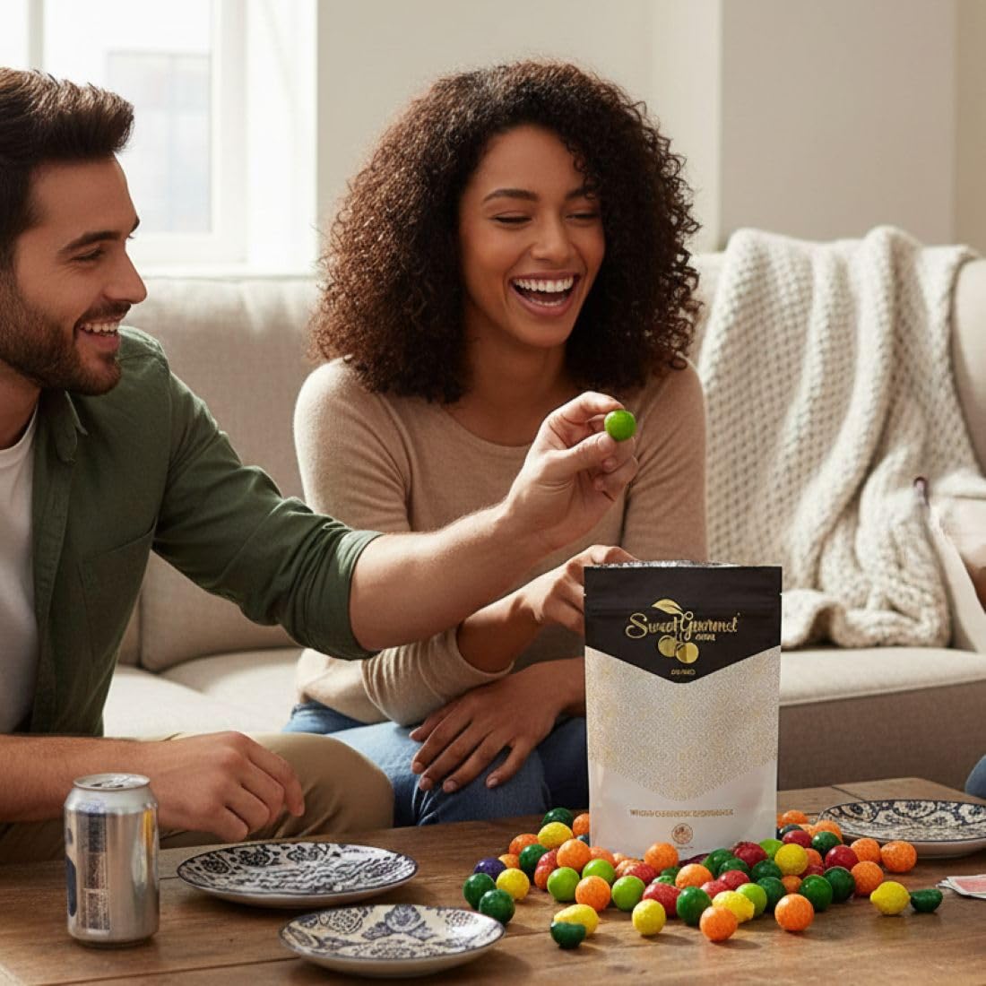 SweetGourmet colorful fruit-shaped gum bars inviting tasting
