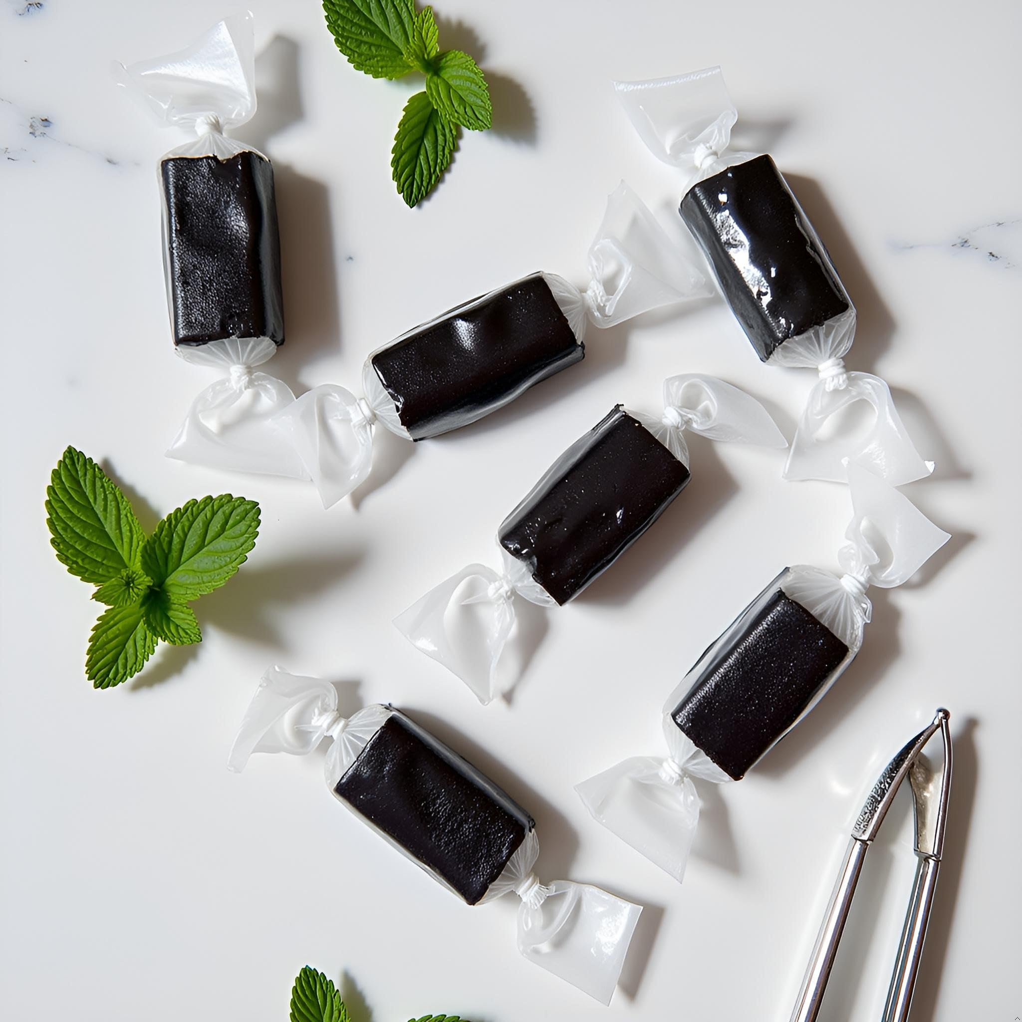 SweetGourmet Dark Licorice piece detail conveys premium quality.