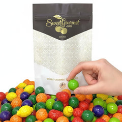 SweetGourmet fruit-shaped gum with bright colors for playful snacking