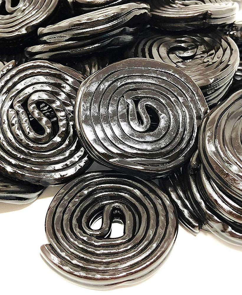 SweetGourmet licorice wheels ready to be pulled apart for laces