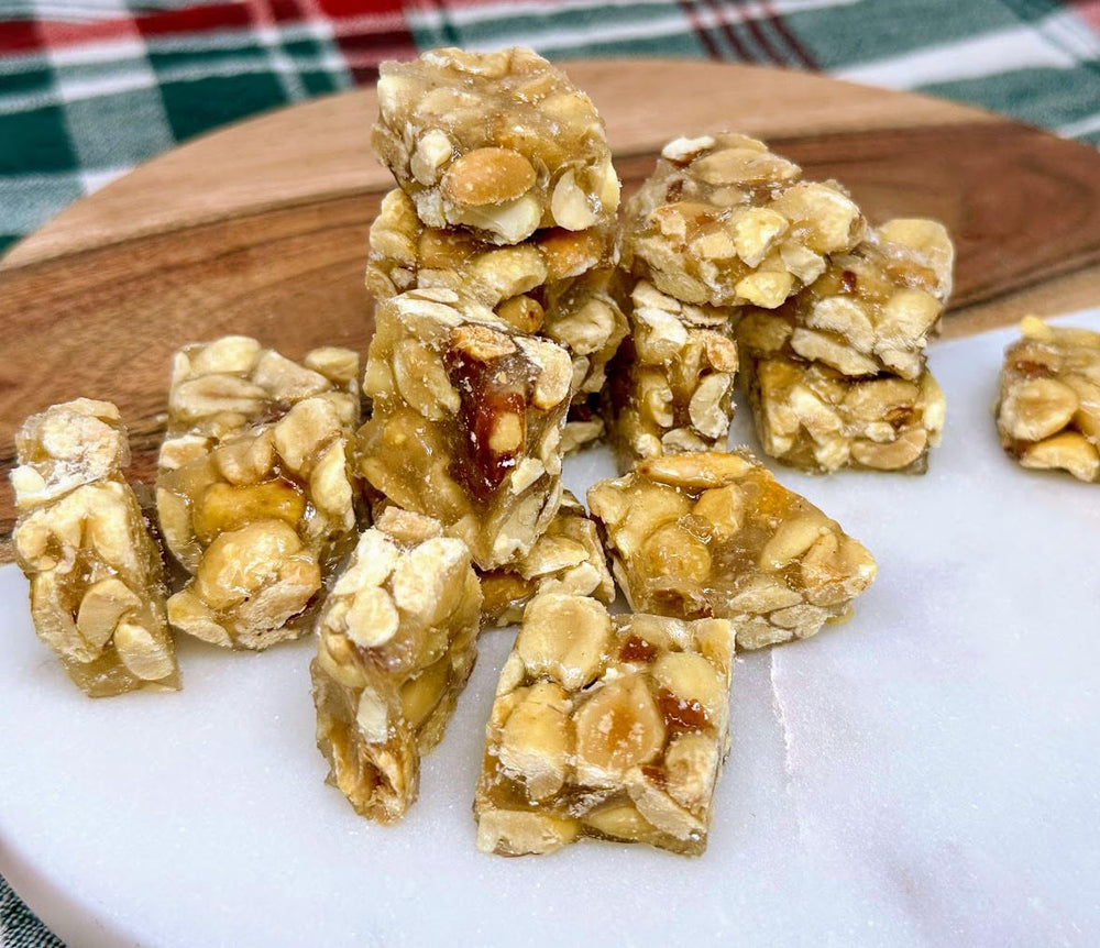 SweetGourmet peanut squares ice cream topping close-up flavor hint.
