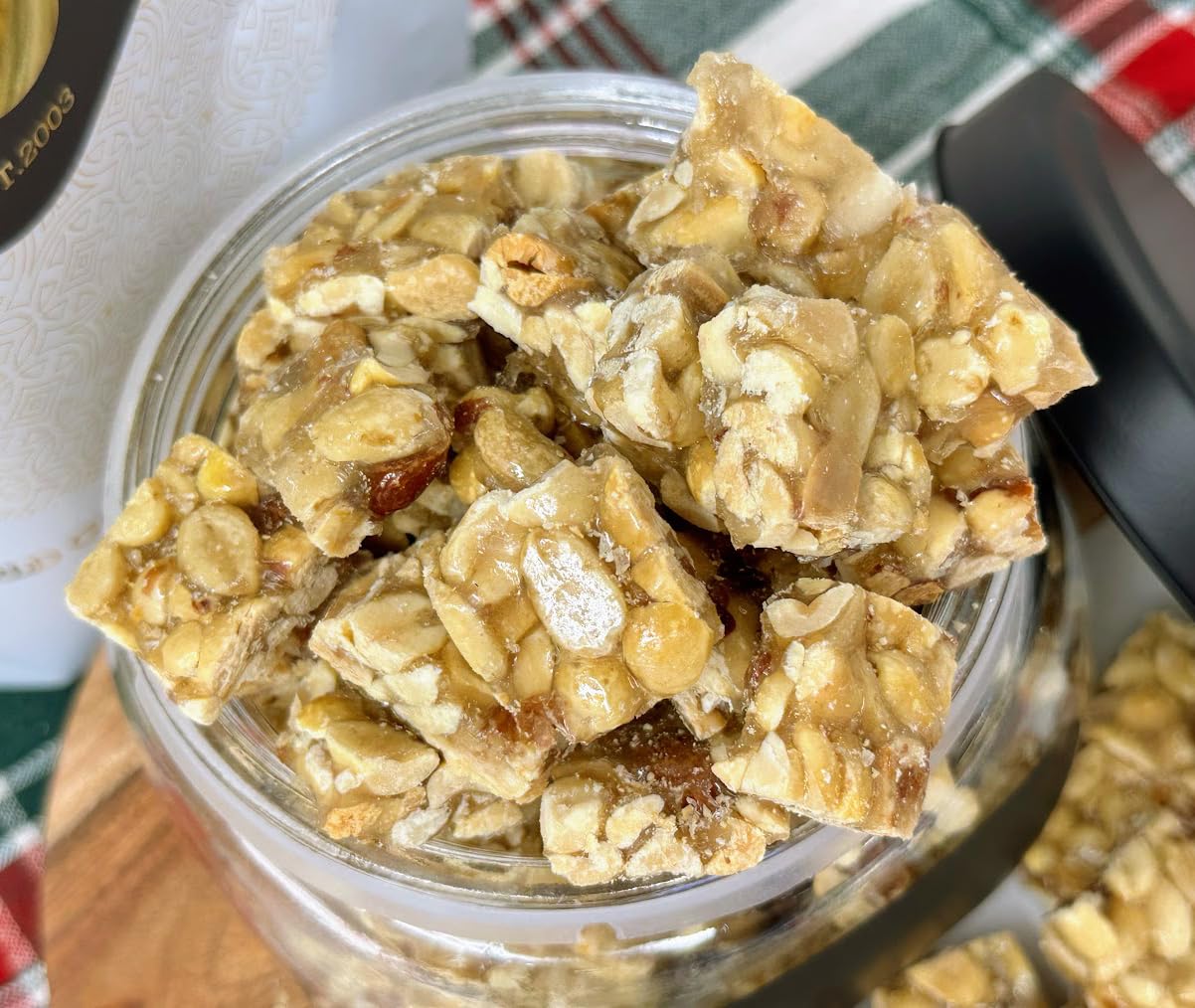 SweetGourmet peanut squares resealable bag display; keeps freshness.