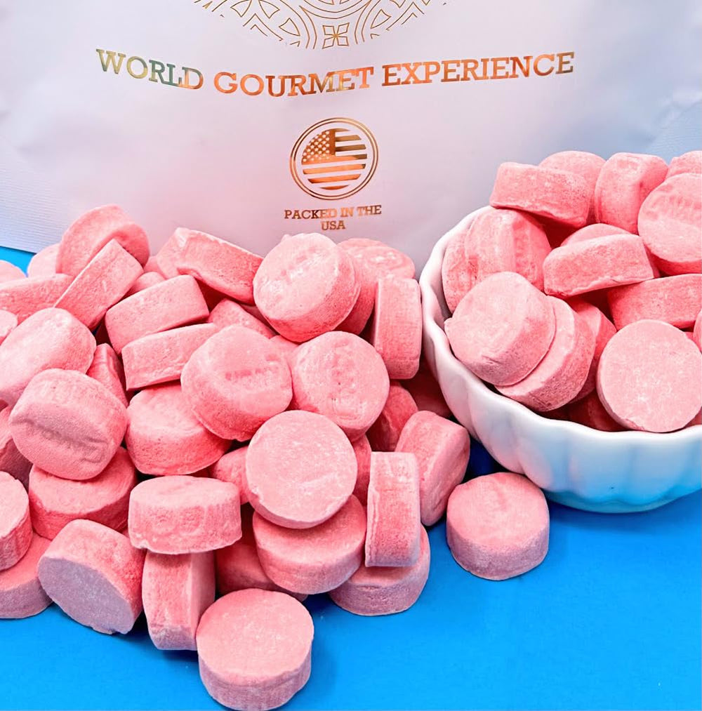 SweetGourmet Pink Wintergreen Lozenges set at table for guests.