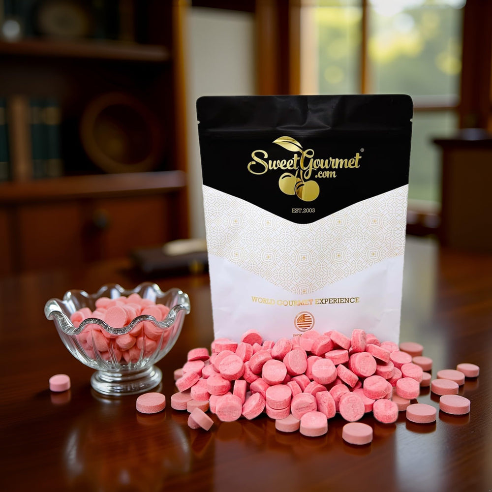 SweetGourmet Pink Wintergreen Lozenges packaging shows zip-lock design for freshness.