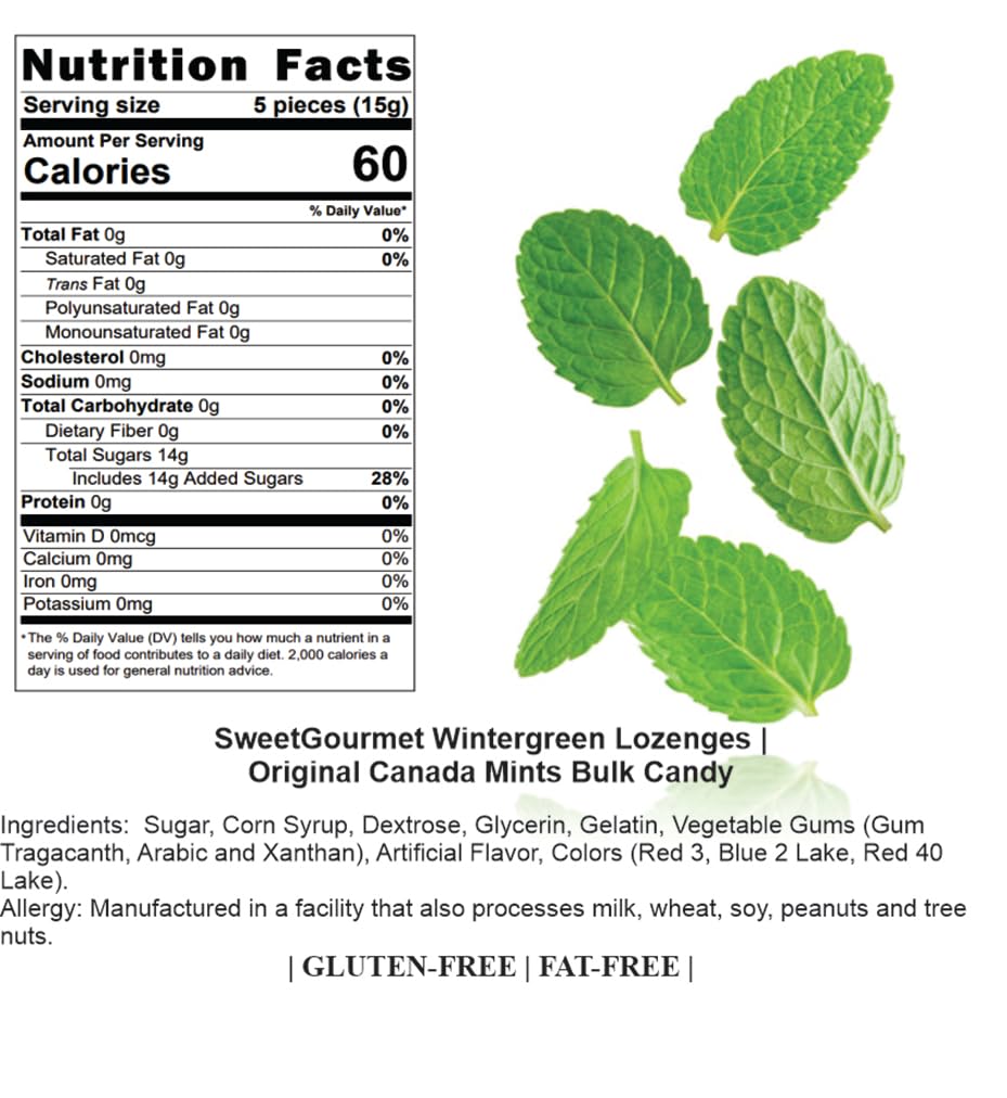 SweetGourmet Pink Wintergreen Lozenges resealable pouch for convenient bulk storage