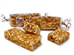 SweetGourmet sesame honey crunch bar close-up, crispy texture with nutty sweetness for on-the-go energy