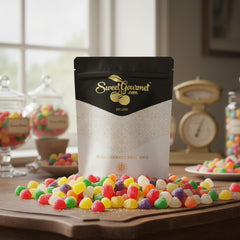 Closeup of chewy texture and sugar coating on Spice Drops Candy