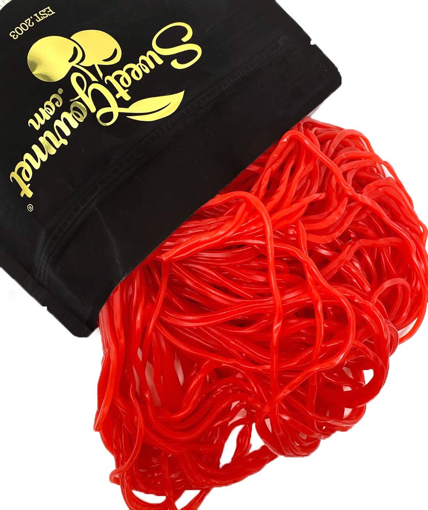 SweetGourmet Strawberry Dutch Licorice Lace in bag demonstrates convenient packaging.