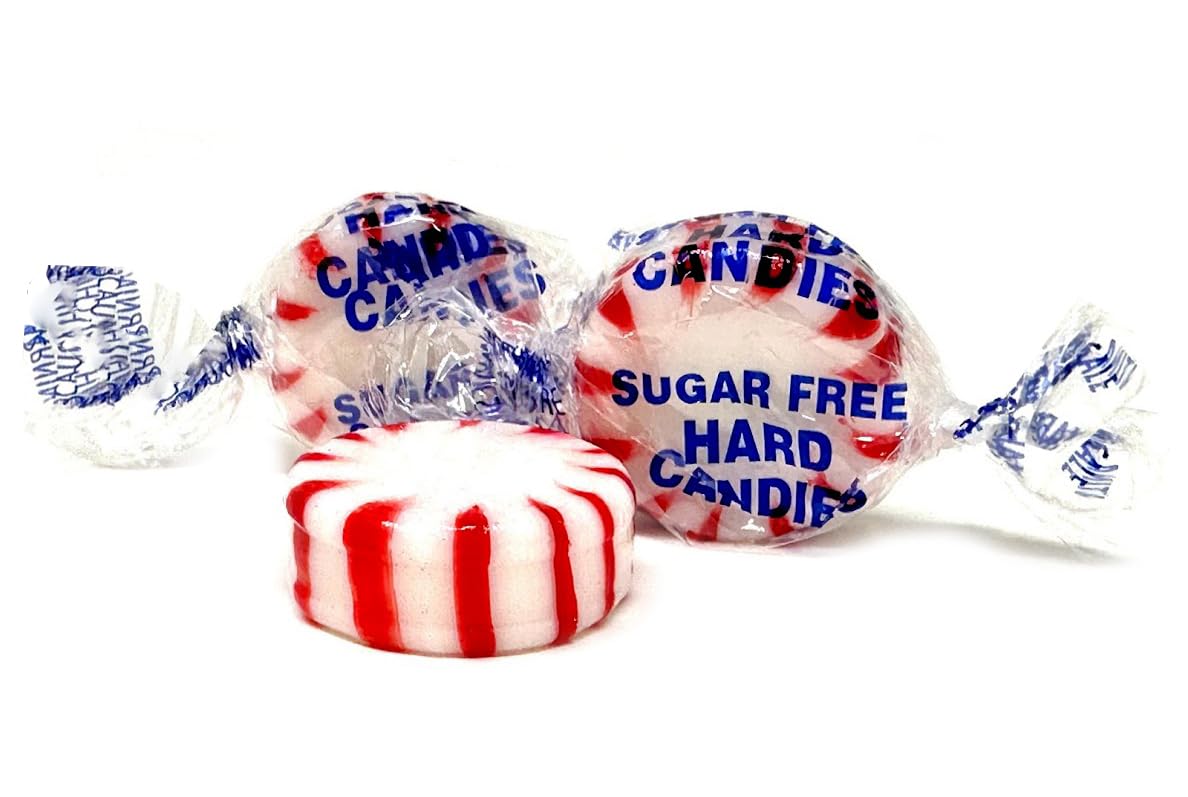 Closeup of SweetGourmet Sugar-Free Peppermint Starlight Mints showing texture.