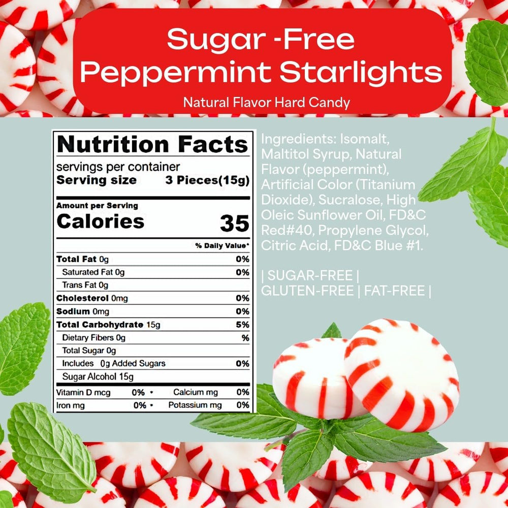 SweetGourmet Sugar-Free Peppermint Mints wrapped pieces ideal for on-the-go snacking.