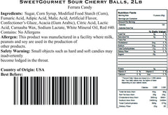 Closeup of SweetGourmet Cherry Balls with glossy coating and chewy texture.
