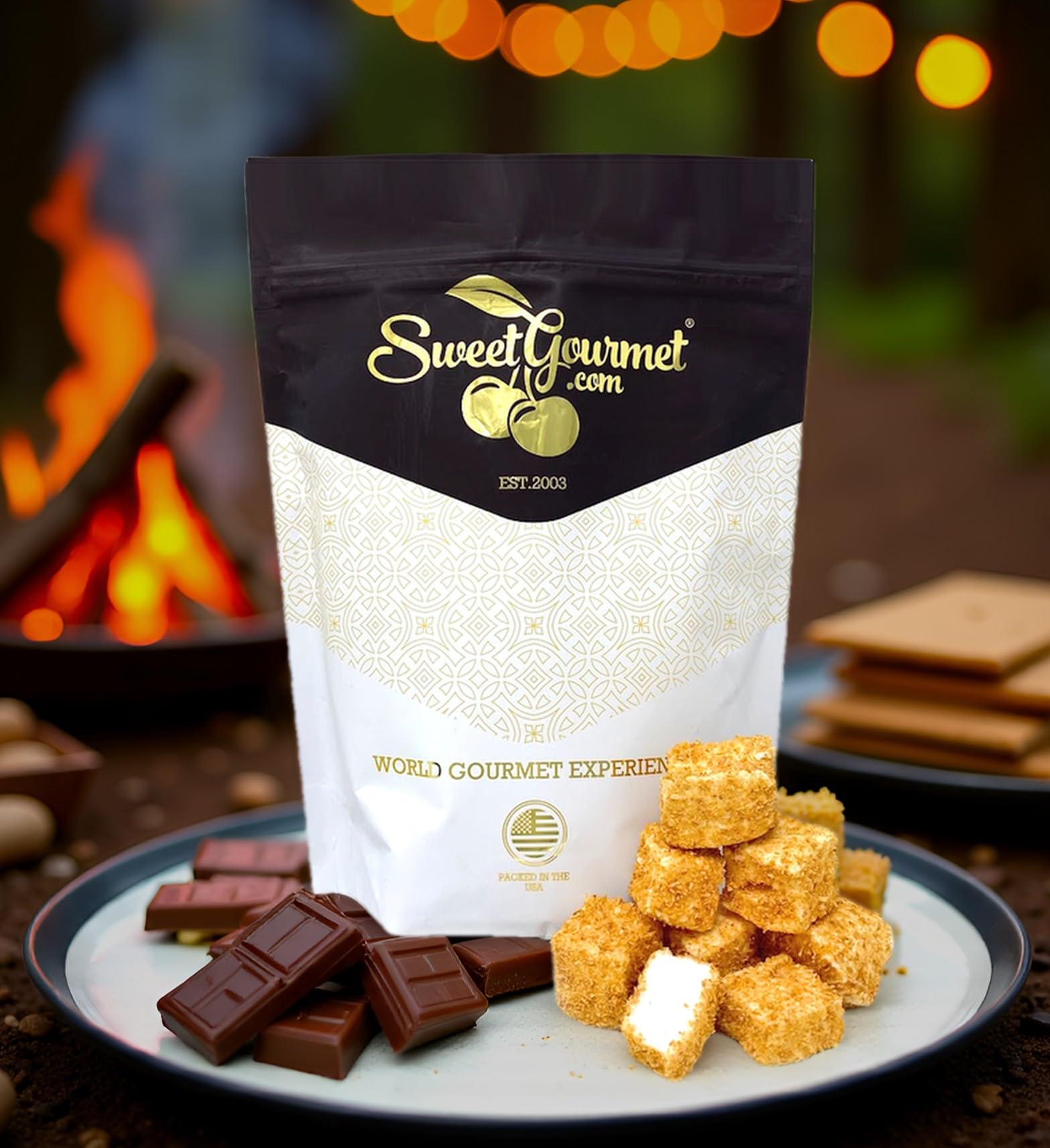 Coconut-dusted marshmallow cubes from SweetGourmet highlighting tropical flavor.