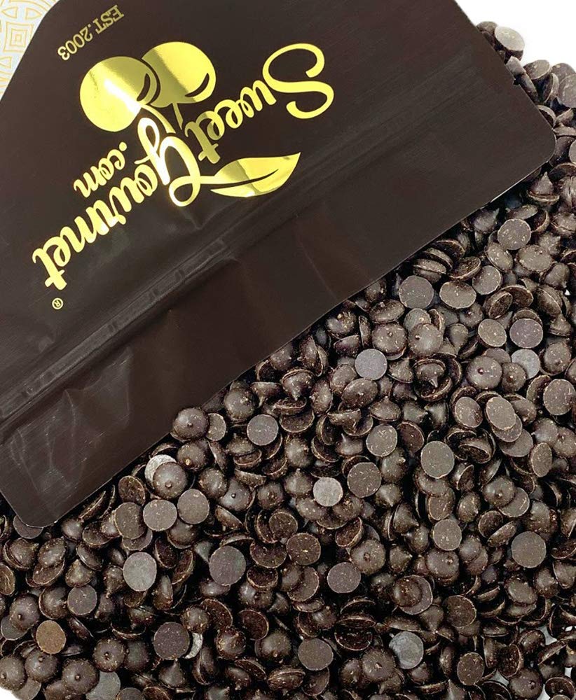 SweetGourmet unsweetened carob drops in a resealable pouch for baking and caffeine-free snacking.