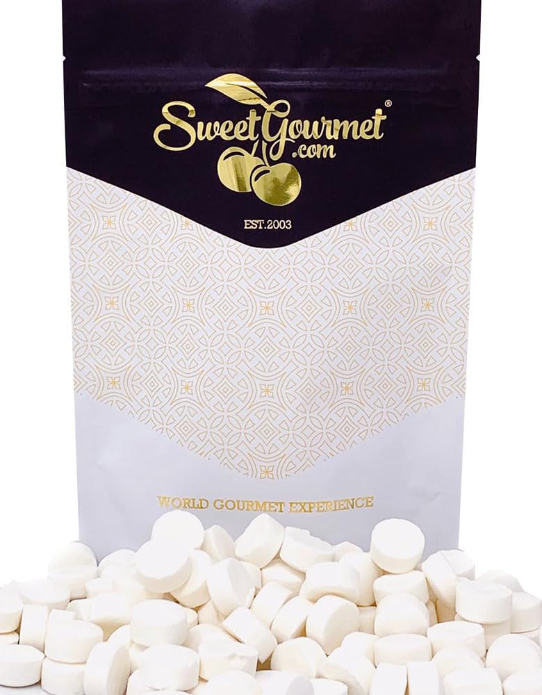SweetGourmet White Peppermint Lozenges in hand, classic after-dinner treat