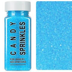 SweetGrove Blue Sprinkles jar close-up, vibrant edible glitter for festive desserts