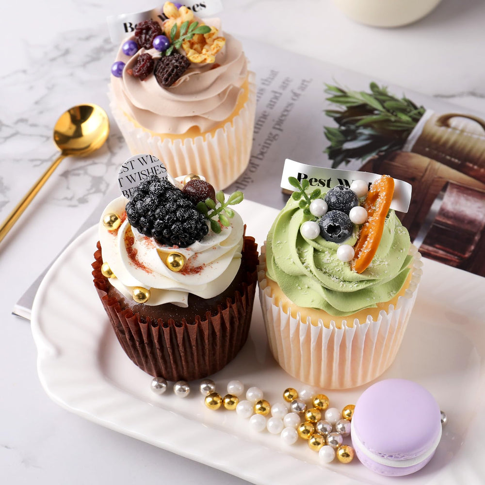 Cupcake topped with SweetGrove silver pearl accents for shimmer