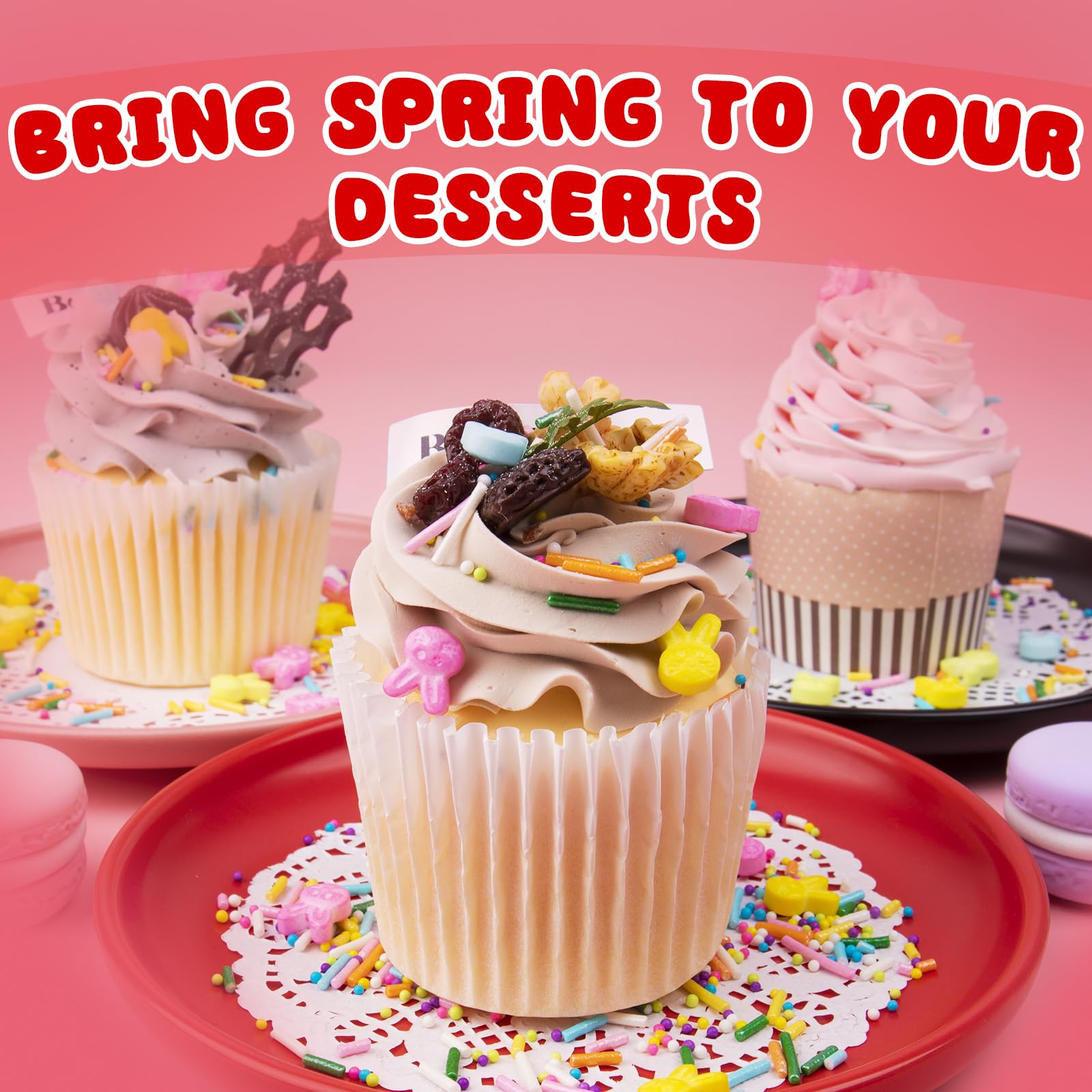 SweetGrove Easter Sprinkles feature cute bunnies for fun cupcake toppers.