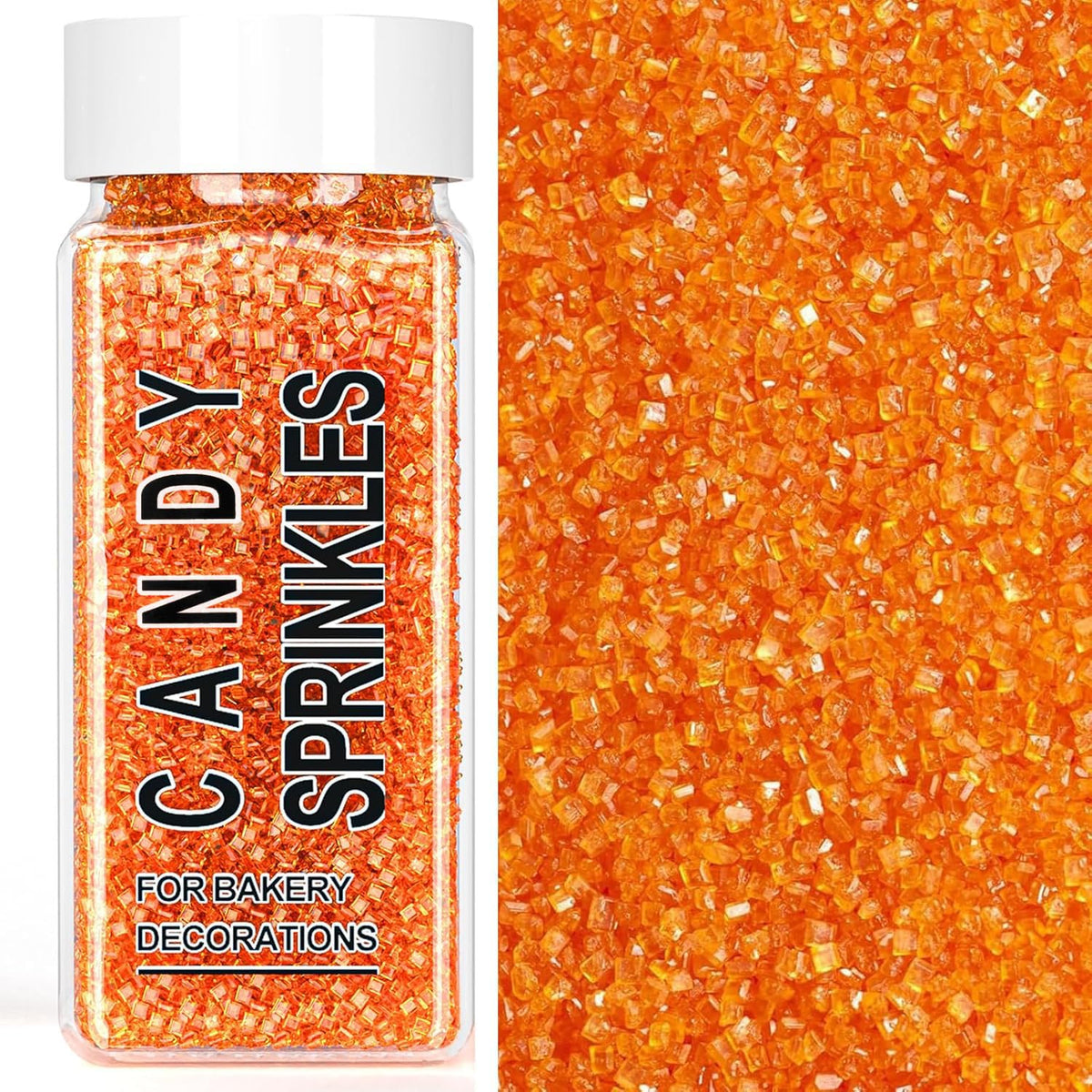 SweetGrove orange sanding sugar sprinkles topping on cupcakes for vibrant birthday treats