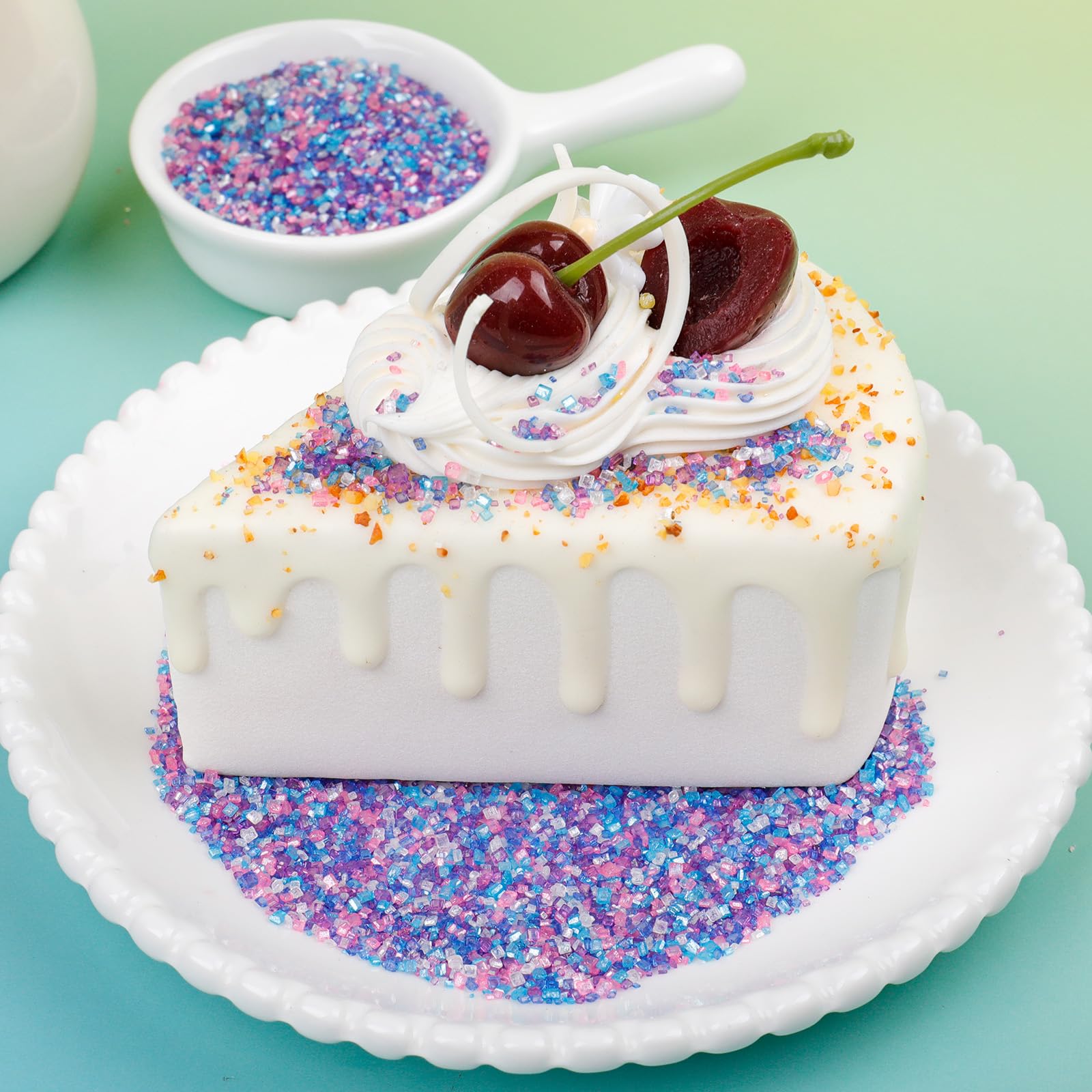 SweetGrove Pastel sanding sugar on cakes adds shimmering accents