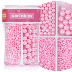 SweetGrove Pink Sprinkles 10mm pearls on cake for bold shimmer and focal points