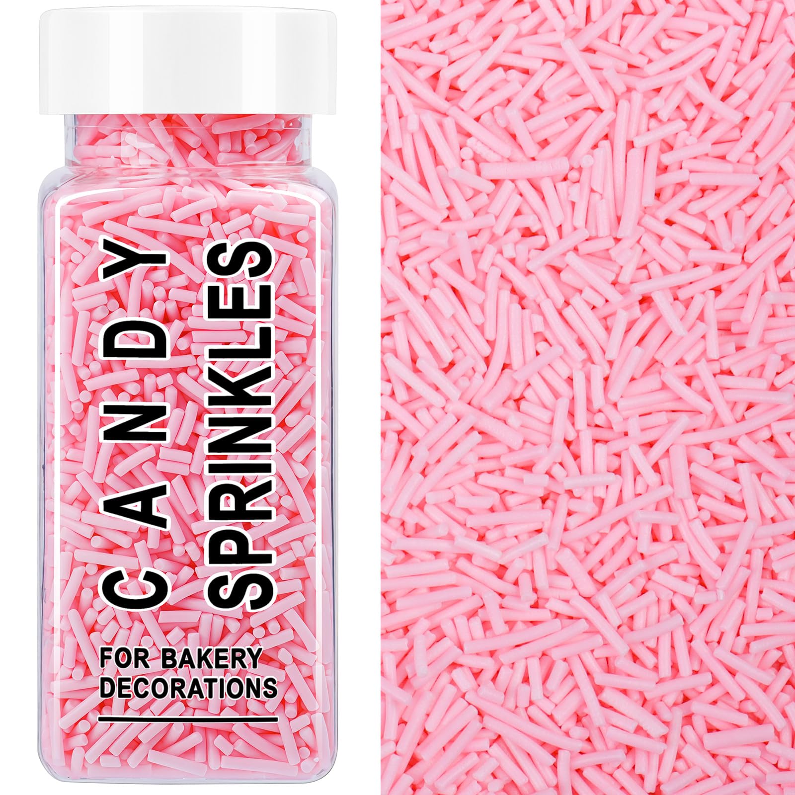 SweetGrove Pink Sprinkles bottle visible for cake decorating and festive flair