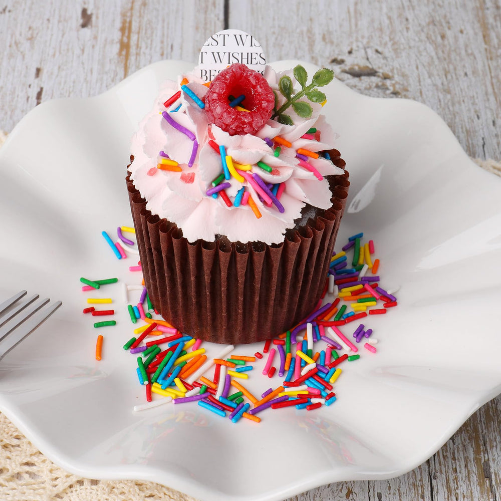 SweetGrove Rainbow Jimmies cake-decorating helps create eye-catching cupcakes