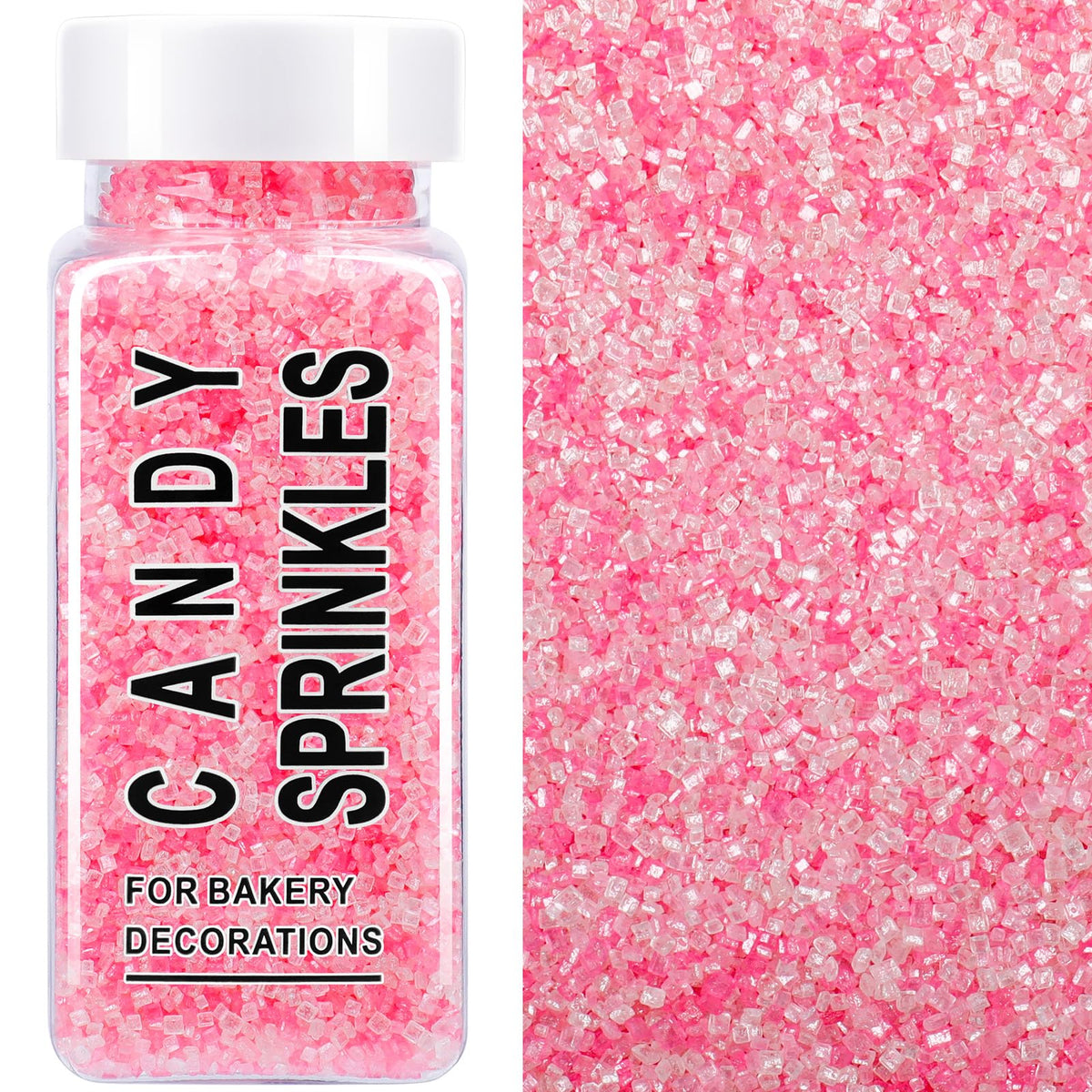 SweetGrove pink and white sanding sugar bottle for elegant cake decorating.