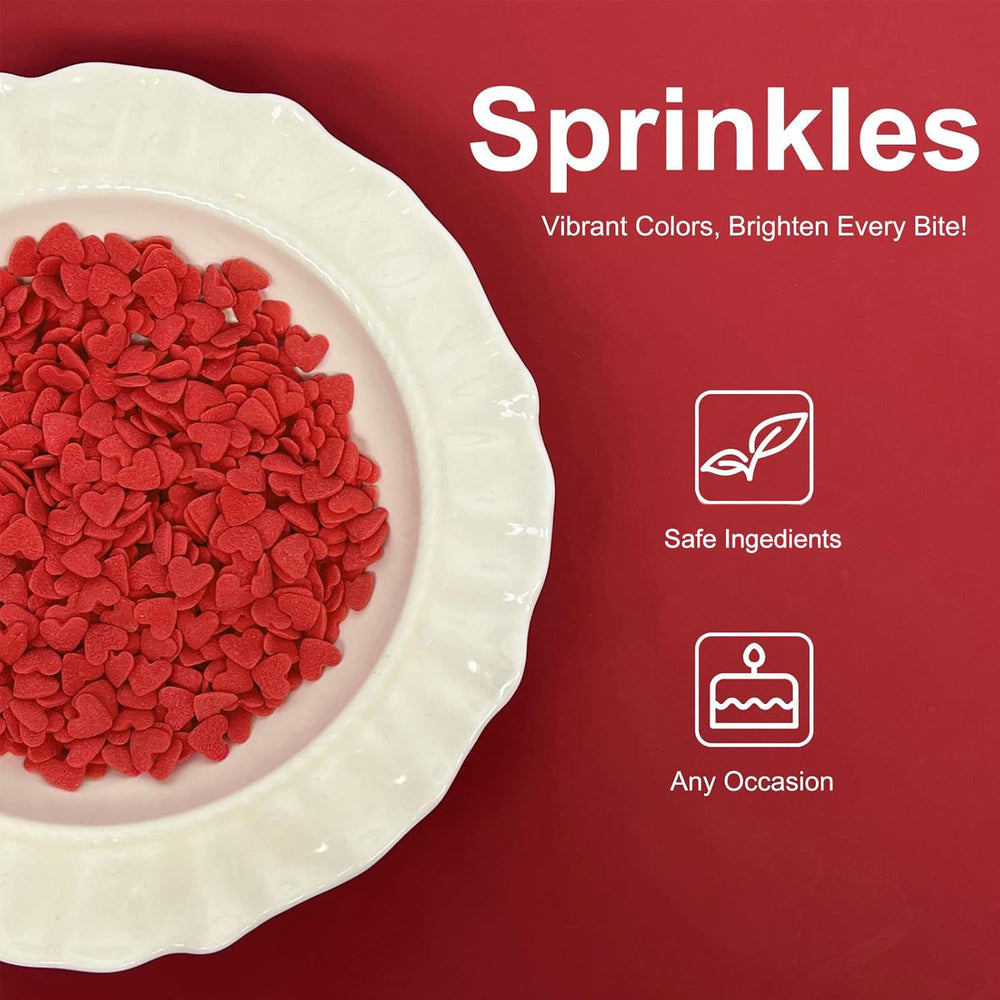 SweetGrove Valentines Sprinkles red heart ice cream topping brings bright color to scoops