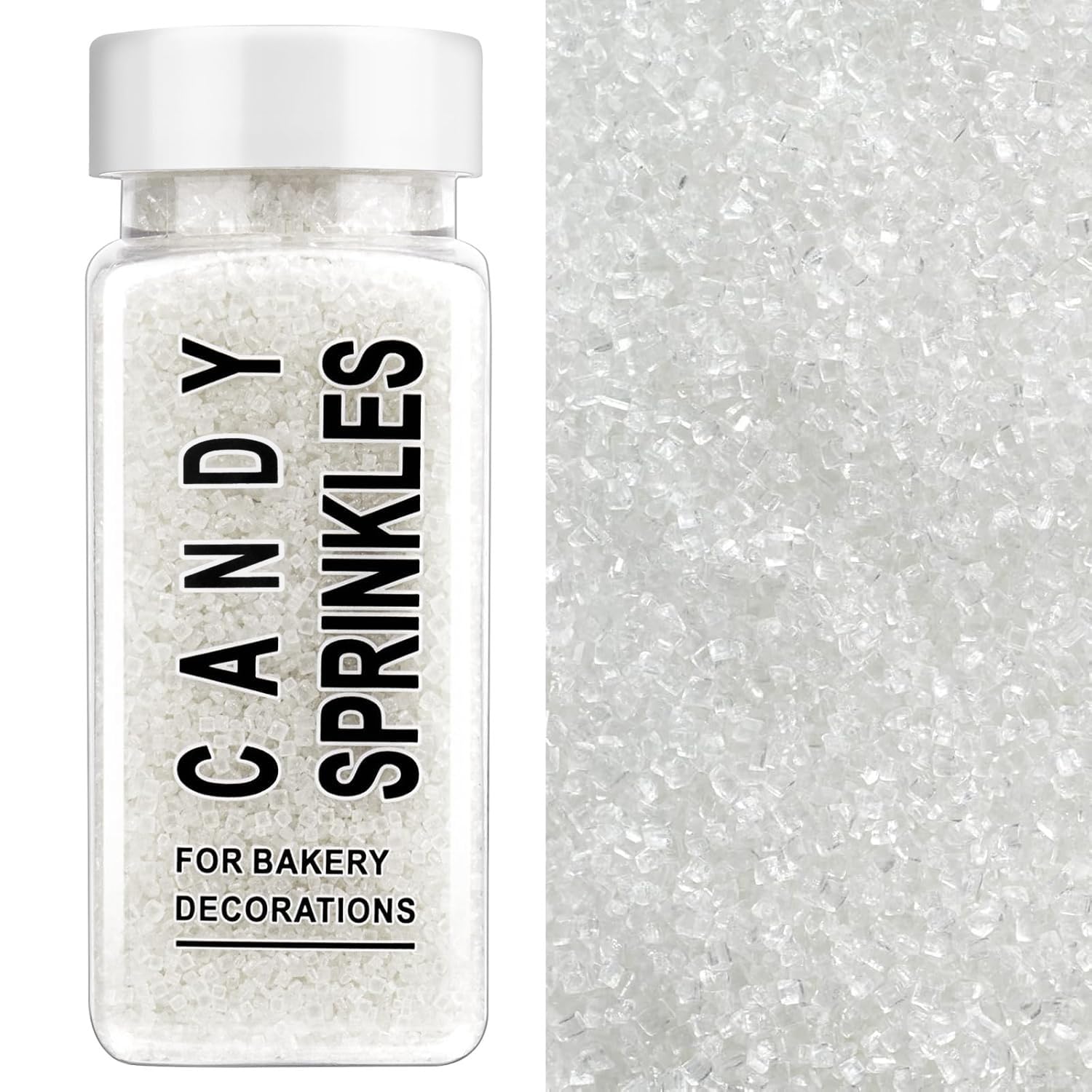 SweetGrove White Sanding Sugar Sprinkles in a jar add festive color to baked goods