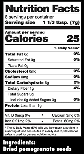 SweetHeart dried pomegranate seeds label highlights California-grown origin.