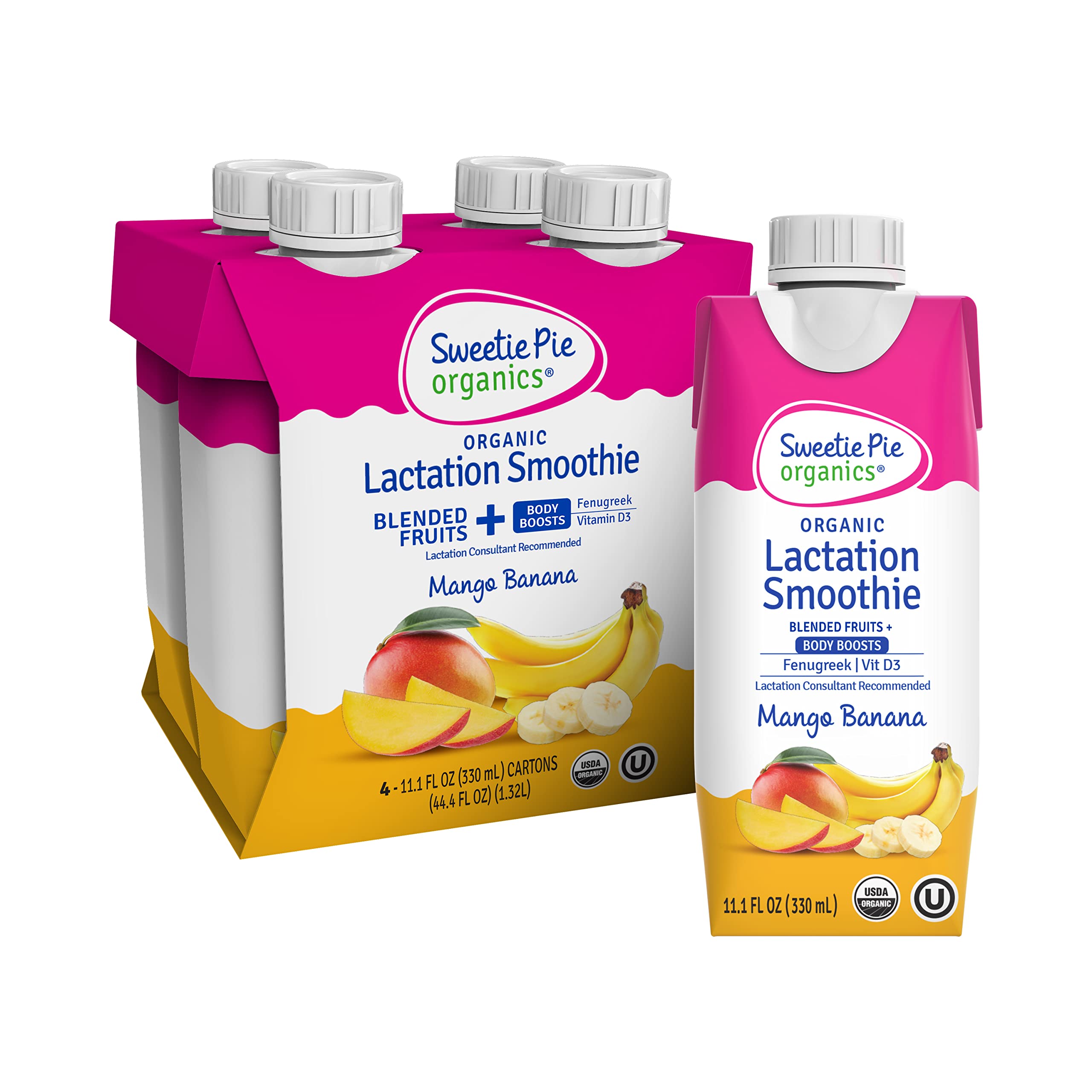 Sweetie Pie Organics Lactation Smoothie 4-pack box for on-the-go nursing