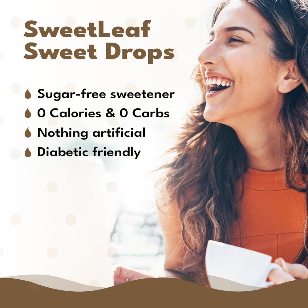 Packaging for SweetLeaf Hazelnut Sweet Drops highlights keto-friendly organic stevia.