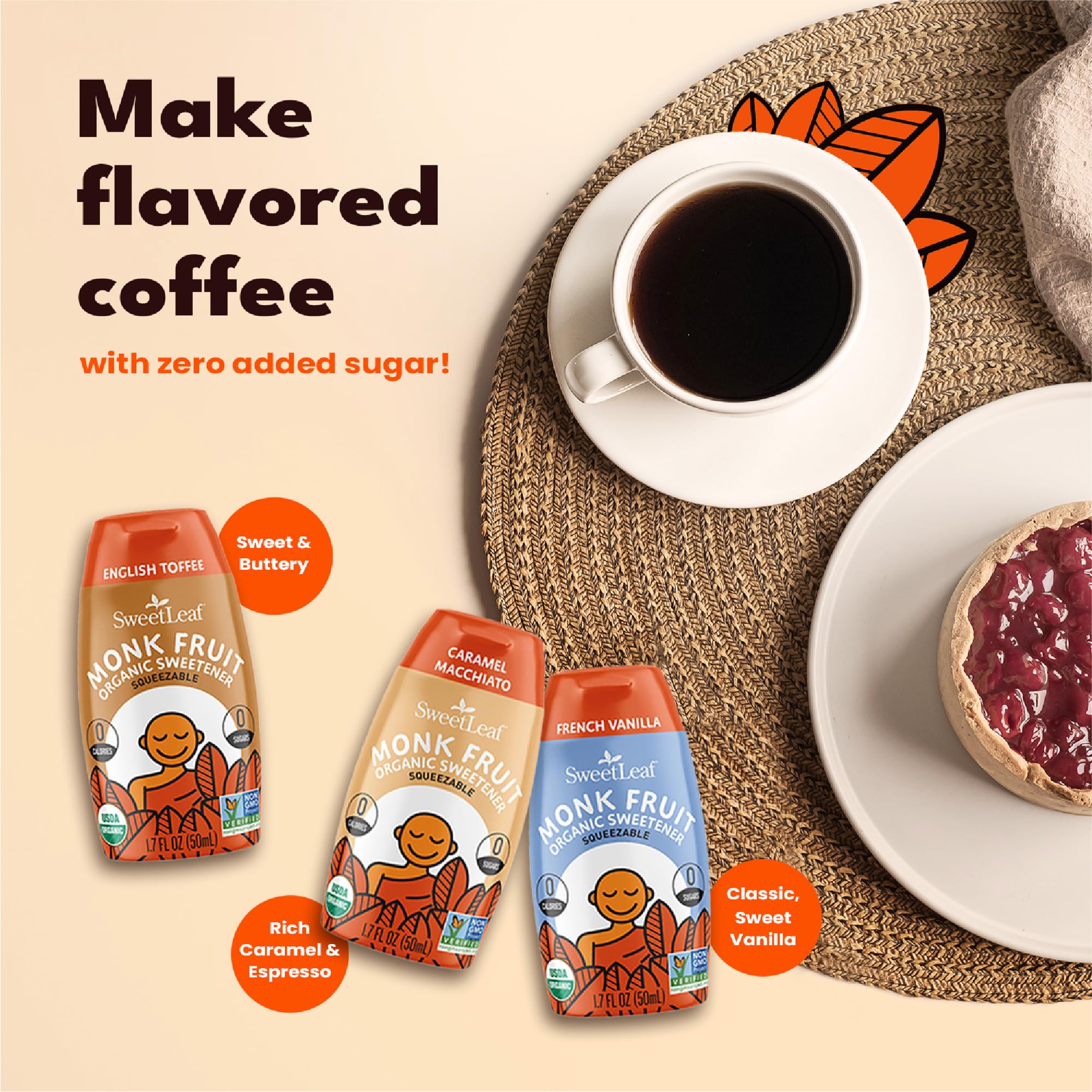 Close-up of SweetLeaf monk fruit drops for sugar-free sweetness