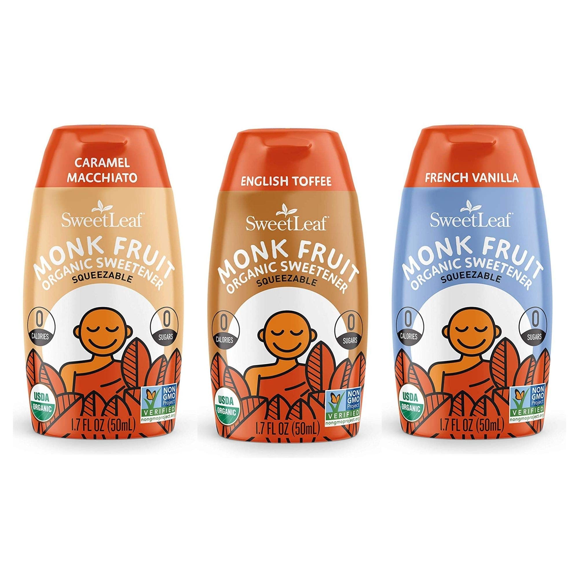 SweetLeaf Liquid Monk Fruit bottle with pour spout for zero calorie sweetness in coffee