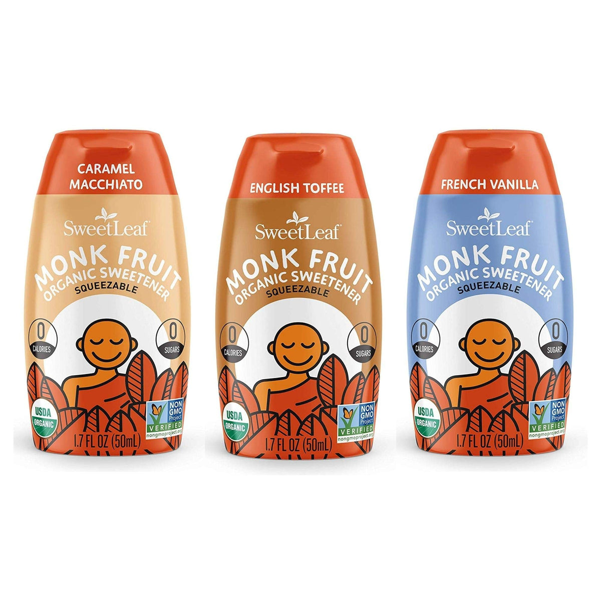 SweetLeaf Liquid Monk Fruit bottle with pour spout for zero calorie sweetness in coffee