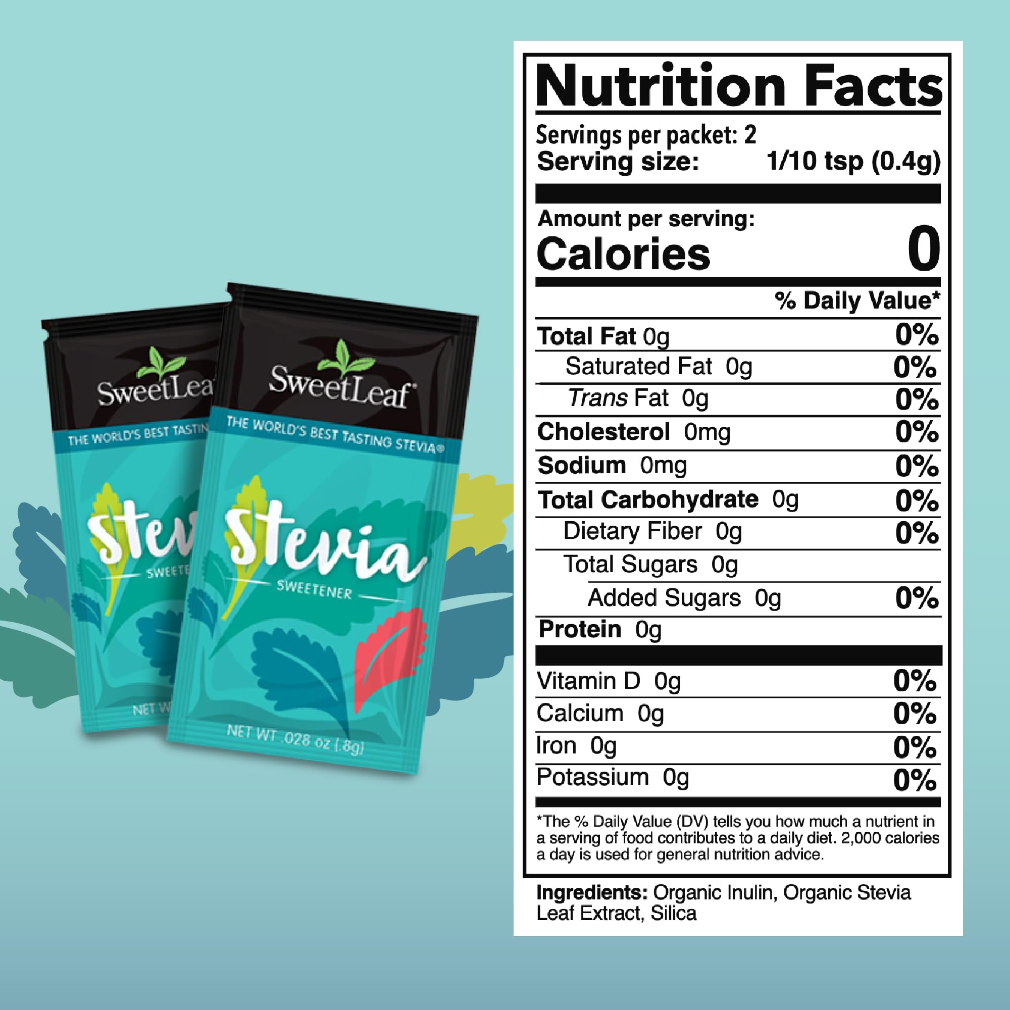 SweetLeaf Stevia Packets beside a coffee cup for quick keto friendly sweetness