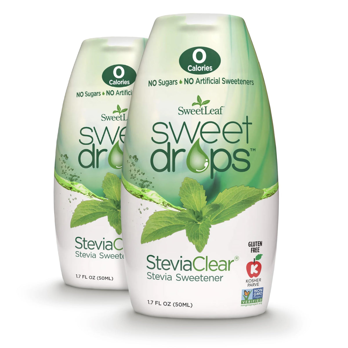 SweetLeaf SteviaClear bottle offers zero-calorie sweetness for coffee and tea.