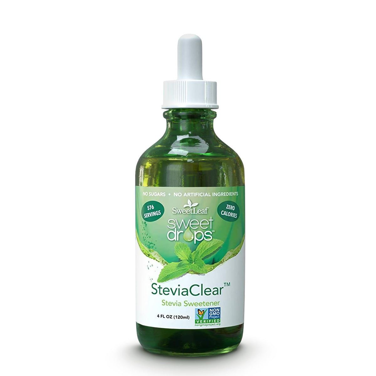 SweetLeaf Sweet Drops bottle for calorie-free sweetness in beverages.