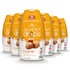 SweetLeaf caramel drops bottle adds zero-calorie flavor to beverages