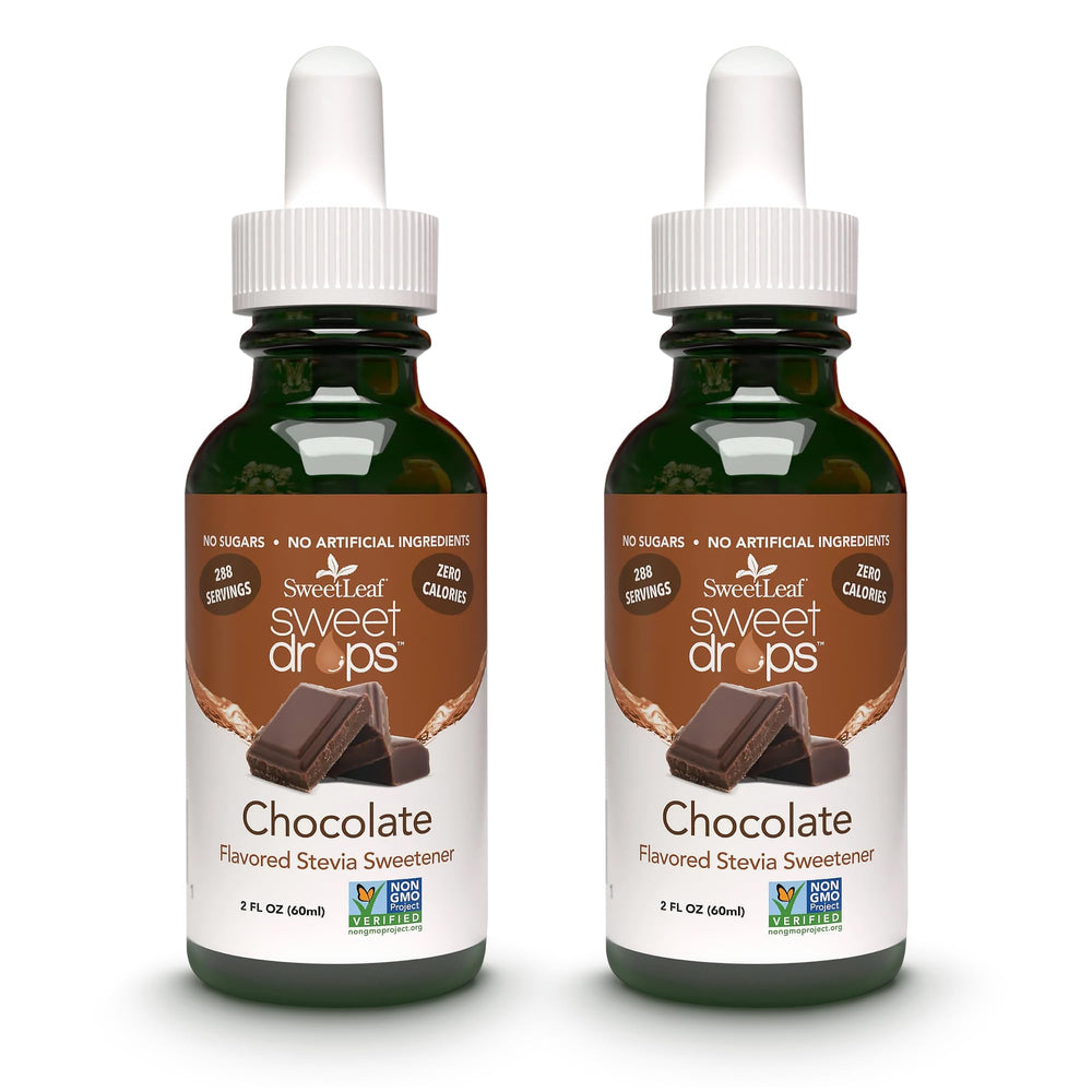SweetLeaf Sweet Drops chocolate bottle front view, zero-calorie sweetness for everyday treats